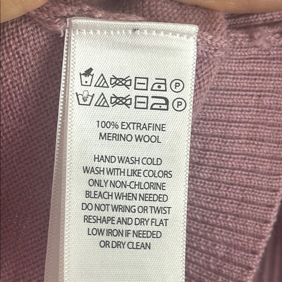 Cynthia Rowley 100% Extra Fine Merino Wool Pink Crew Neck Sweater Knit Size L - Picture 7 of 10